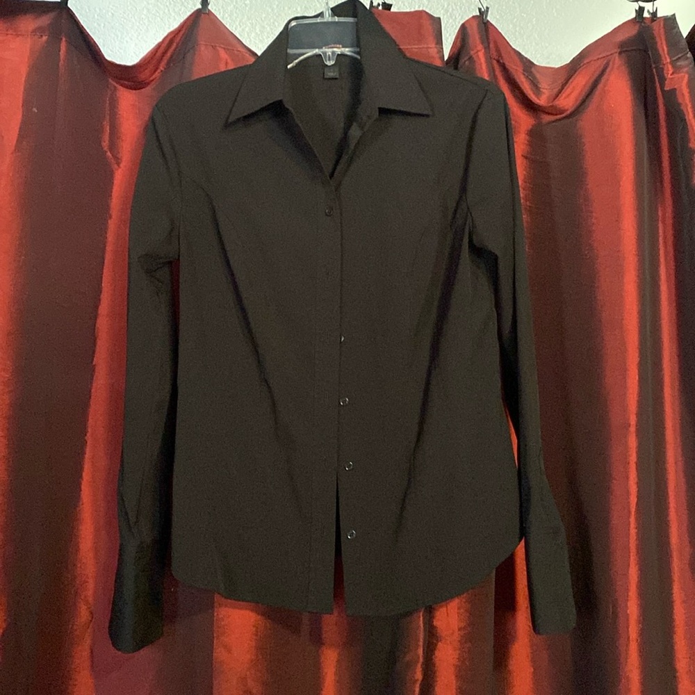 Express stretch long sleeve black button up